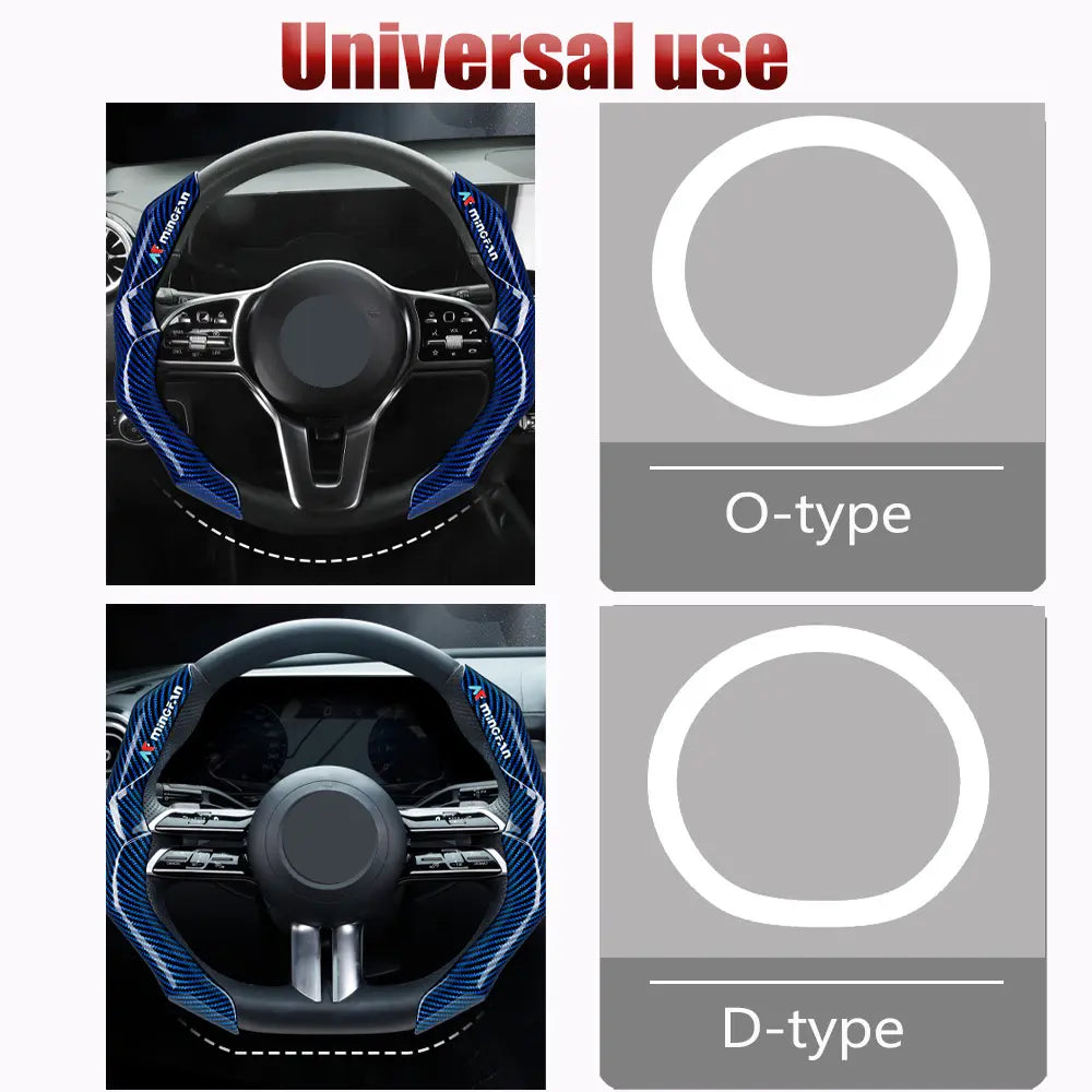 Carbon Fiber Pattern Glossy Steering Wheel Cover Set with Fiber-Optic Grip, Ergonomic 2-Piece Car Steering Wheel Insert Accessory Set, Car Accessories, Automotive, Car Interior Kit