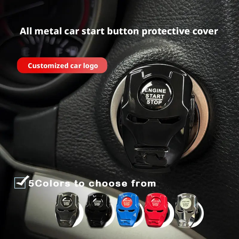 Metal Car Push Start Button Cover, Mech Engine Start Stop Button Cover, Cute Car Accessories for Women Decor