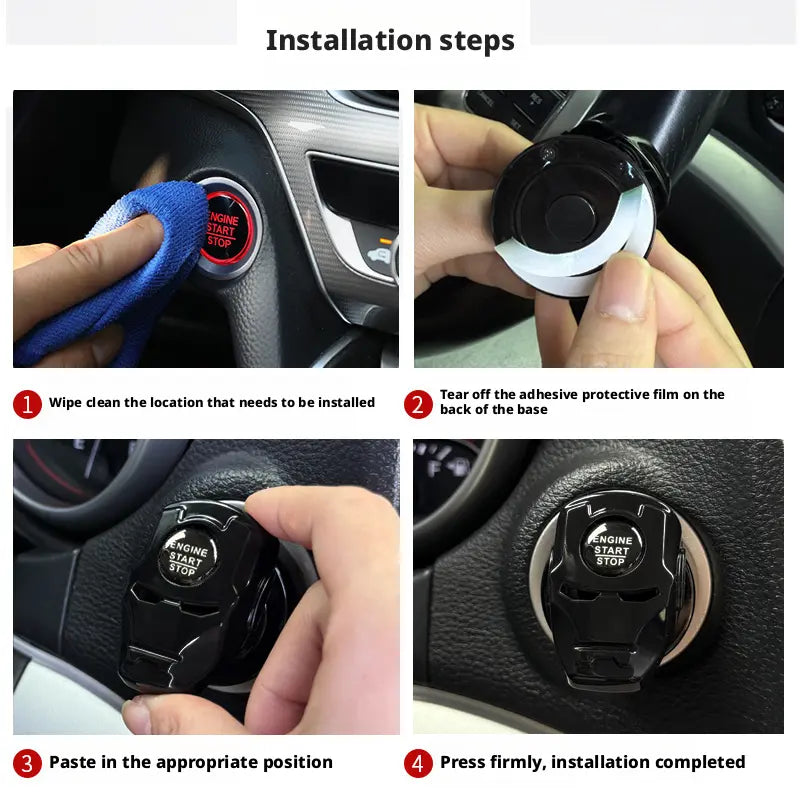 Metal Car Push Start Button Cover, Mech Engine Start Stop Button Cover, Cute Car Accessories for Women Decor