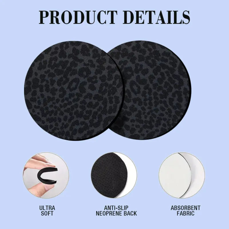 2 or 4 Pcs Leopard Print Car Interior Coasters, Absorbent Neoprene, Easy to Clean, Gift for Him or Her, Car Accessories, Car Essentials