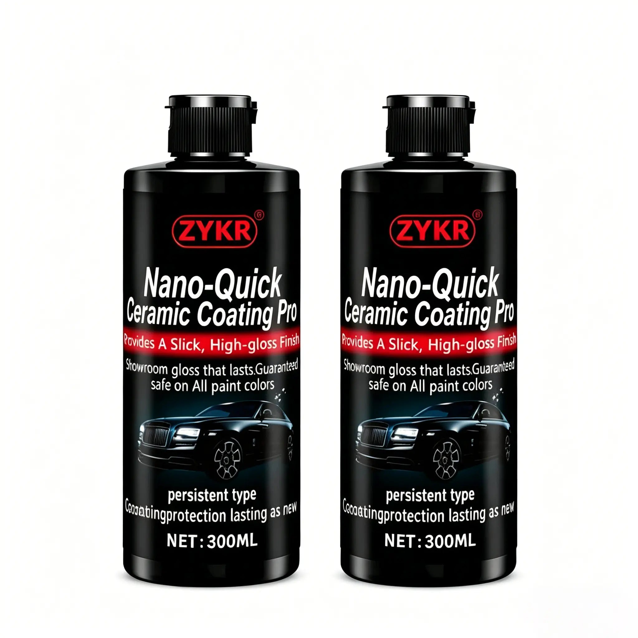 ZYKR Automotive Nano-Ceramic Coating Product Utilizes Advanced Ceramic Technology, Offering Dust-Proof and Water-Repellent Properties as Well as Long-Lasting Luster. Capacity: 300 Milliliters.