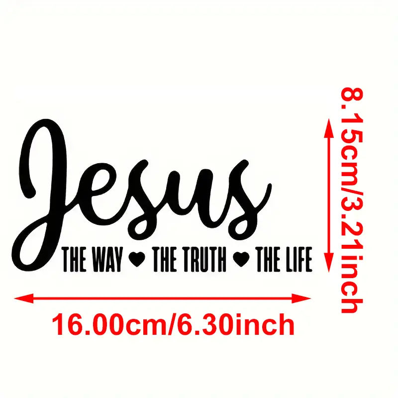 2Pcs Jesus the WAY ...Car Sticker, Black & Silvery Letter Pattern Car Sticker, Creative Decorative Sticker for Window Decal, Universal Car Exterior Decorative Sticker for Car, Truck & Suv,Summervibes Car Decoration
