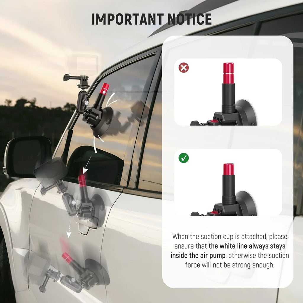 NEEWER CA065 Triple Suction Cup Car Mount for Camera & Action Camera, Windshield Suction Mount for Gopro, DJI Osmo Action for POV Driving, Filming & Content Creation, Mothersdaygift