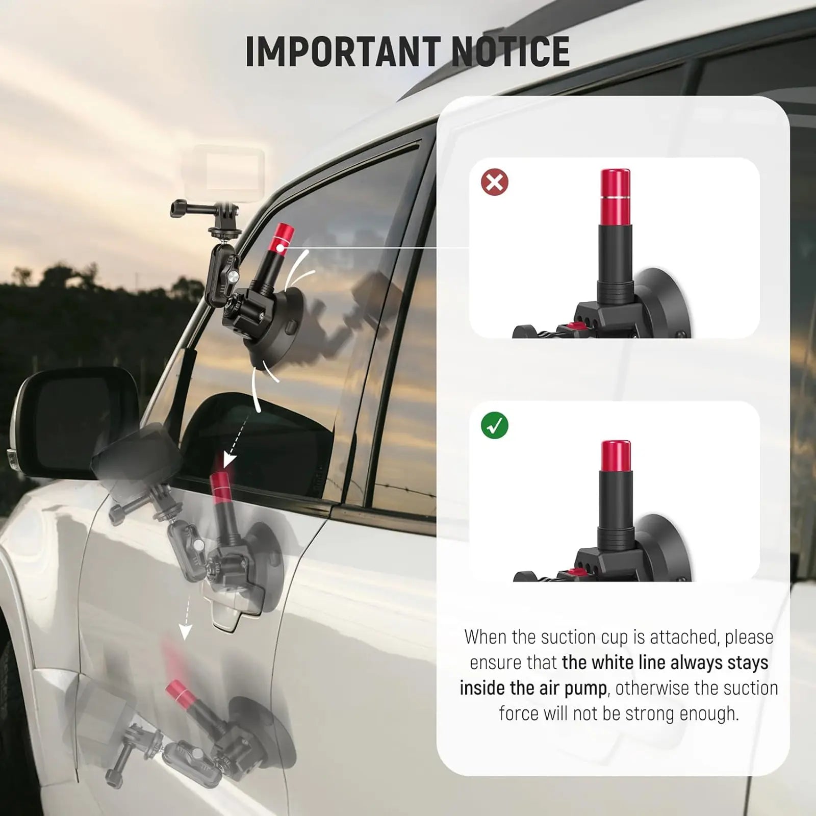 NEEWER CA065 Triple Suction Cup Car Mount for Camera & Action Camera, Windshield Suction Mount for Gopro, DJI Osmo Action for POV Driving, Filming & Content Creation, Mothersdaygift