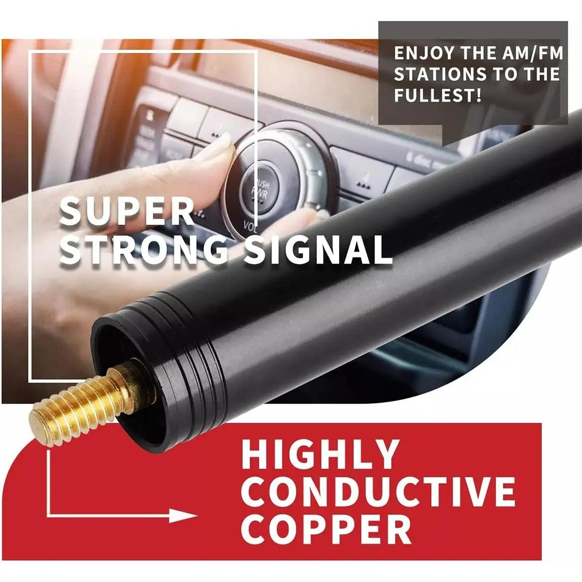 Bullet Antenna Mast Power Radio AM/FM Replacement Universal Car Radio Antenna, Cool Car Accessories Widely Compatible Compatible with Ford, Dodge, Chevrolet, GMC, Jeep, Toyota Truck Replacement Antenna