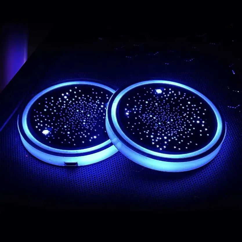 1PCS/2PCS/4PCS LED Cup Holder Lights for Car, Rechargeable 7 Color-Changing Light up Cup Holder Insert Coasters, Car Accessories for Teens