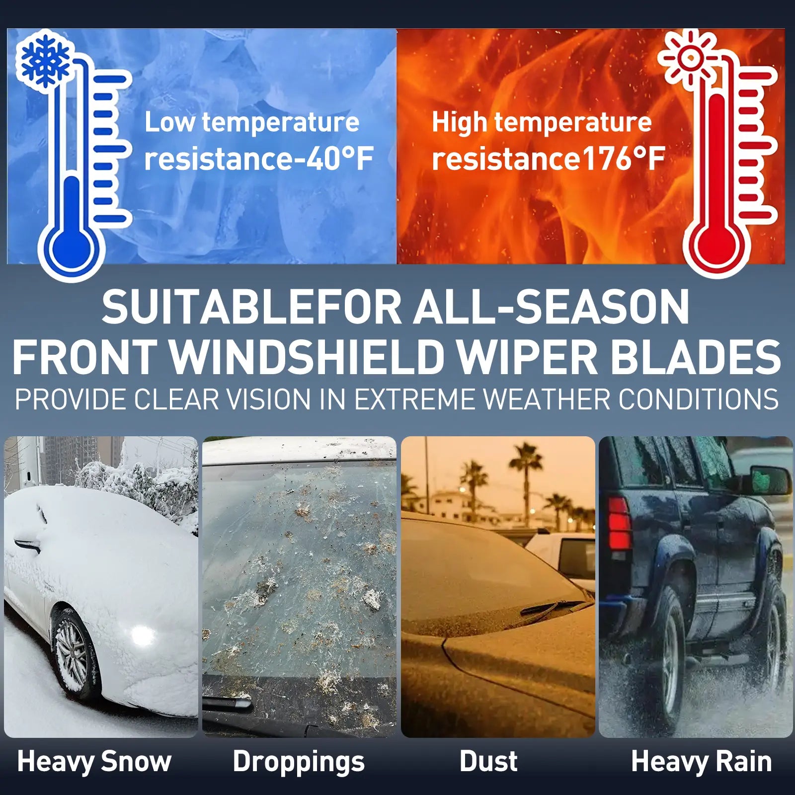 [Summervibes] ITUTN Ultra Quiet Frameless Wipers Blades - OEM Quality, Wiper Champion,Heavy Rain Wipers,Streak-Free | 5 Adapters, Fits 99% Vehicles, All-Season Universal Quiet Windshield Wipers,Easy Install,Car Parts,Auto Parts