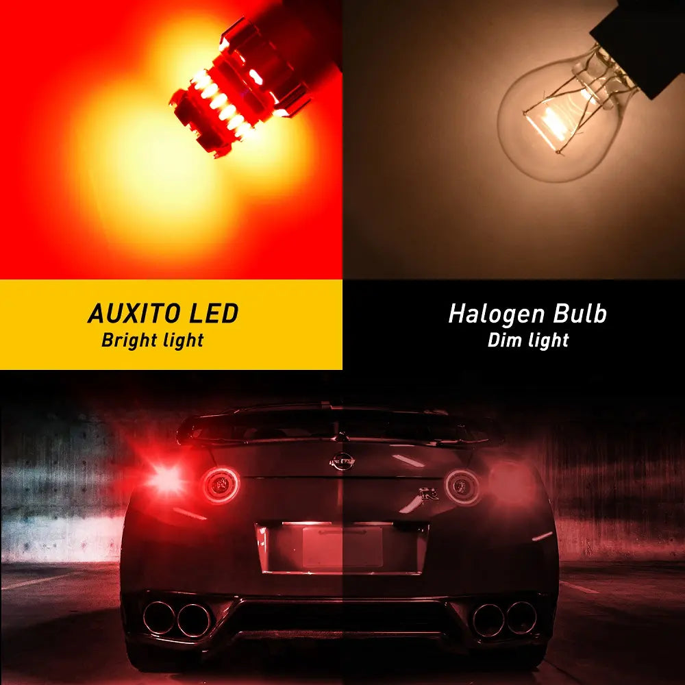 Summervibes AUXITO 3157 Red LED Blinking Flashing Strobe Brake Stop Tail Light Parking Bulbs