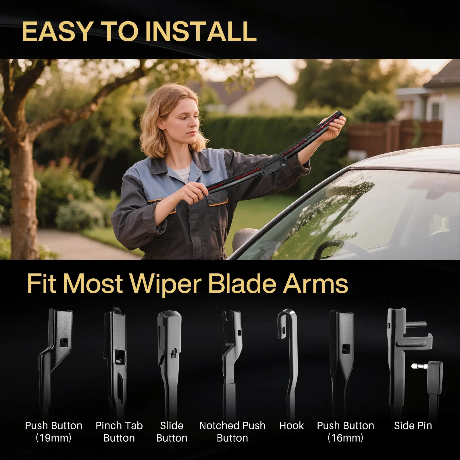 DOG TAIL Neoprene Wiper Blades - Fit Light Wiper Arms Perfectly - 3X Durable, Silent & Streak-Free Universal Fit Windshiled Wipers Fathersdaygift