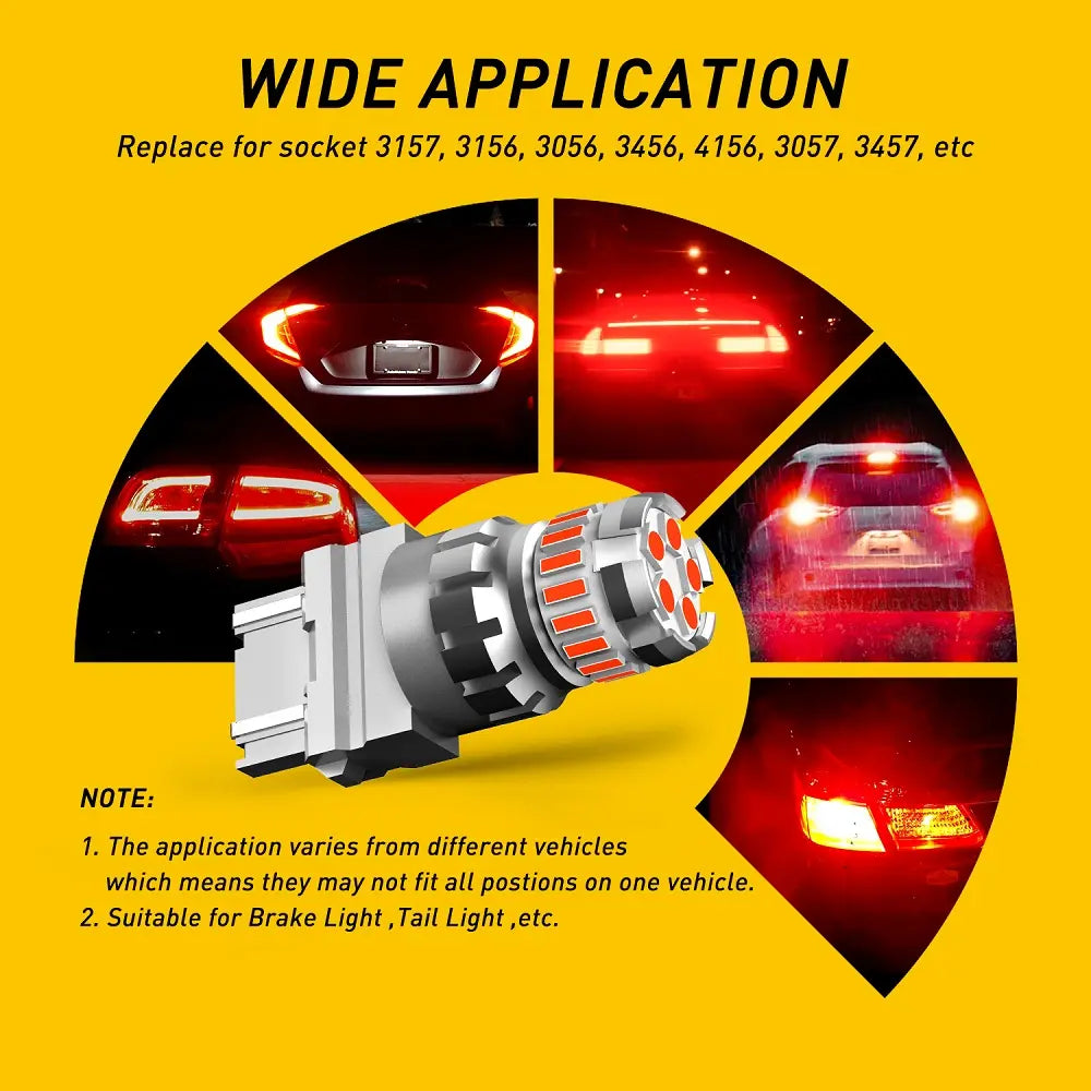 Summervibes AUXITO 3157 Red LED Blinking Flashing Strobe Brake Stop Tail Light Parking Bulbs