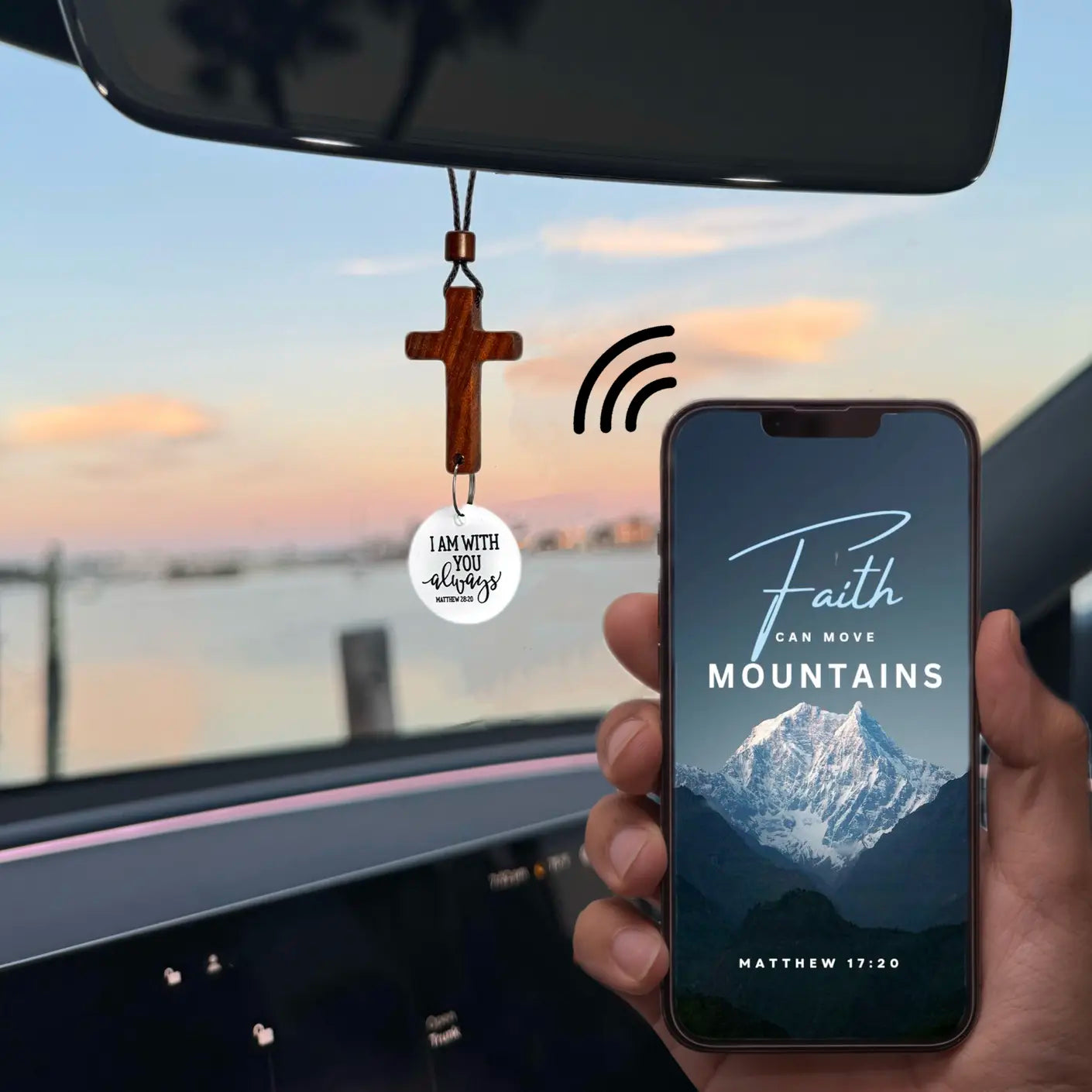 Yappy Bible Verse Car Rearview Hanging Cross Ornament, Daily Encouragement, Christian Accessories for Vehicle