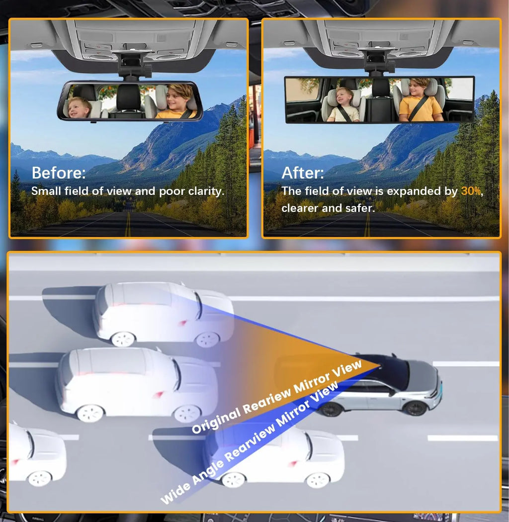Car Rear View Mirrors 11.8 Inch Wide-Angle Clip-On Design | Reduces Blind Spots for Cars, Suvs & Trucks | Clear Vision & Enhanced Awareness