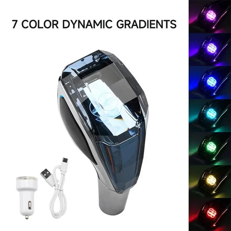 Crystal Automatic Gear Shift Knob with Rechargeable LED Light, Universal Car Interior Accessory for Toyota, Lexus, Mazda, Mitsubishi, Volkswagen and Kia, Car Accessories, Automotive