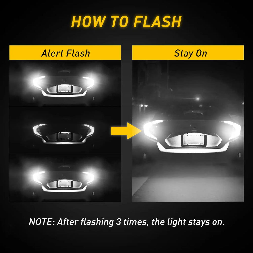 Flash AUXITO 912 921 T15 LED Strobe Flashing Backup Reverse Light Parking Warning Bulbs 2Pcs