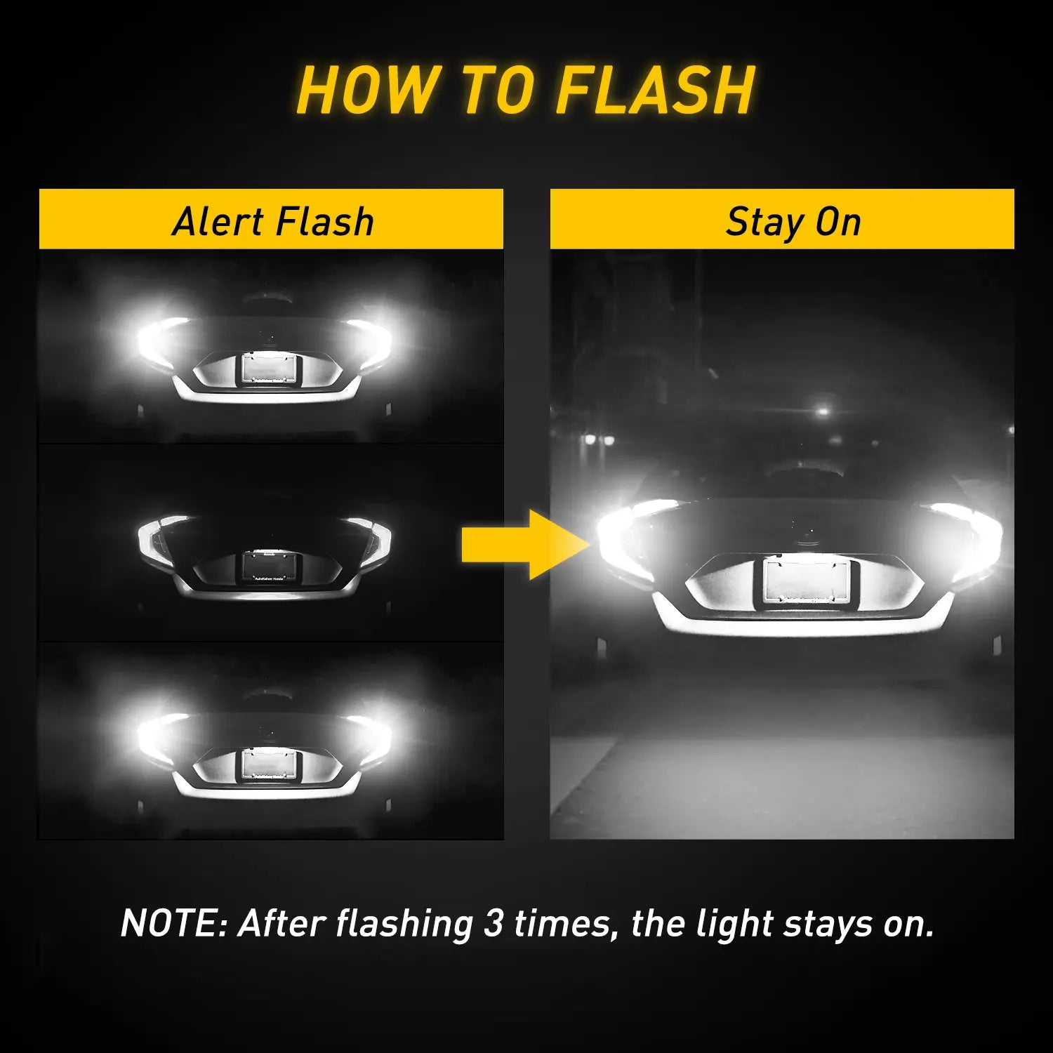 Flash AUXITO 912 921 T15 LED Strobe Flashing Backup Reverse Light Parking Warning Bulbs 2Pcs