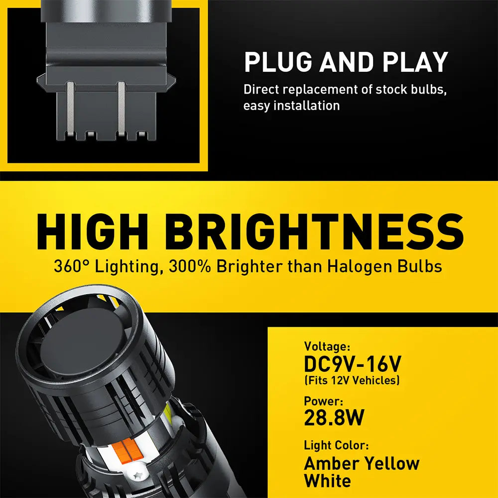 AUXITO Latest CANBUS 7443 3157 1157 Switchback LED Bulbs 7443A 7444NA T20 3057 3457 2357 Dual Color Amber/White anti Hyper Flash Built-In Resistor Error Free Turn Signal Lights and Drl/Parking Lights, Pack of 2