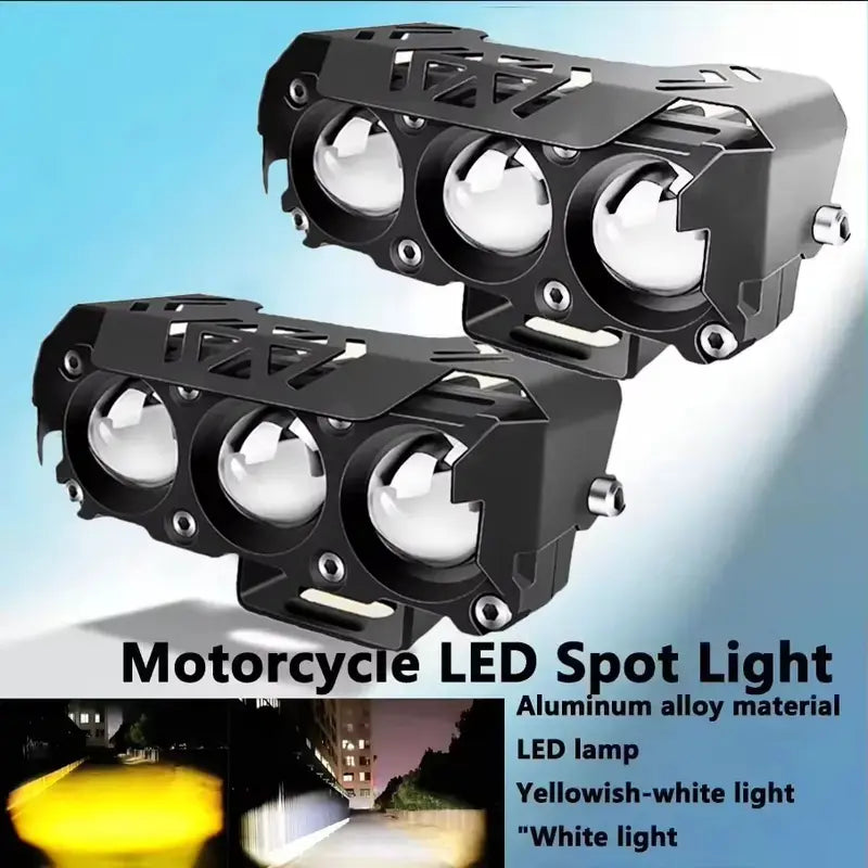 1/2PCS LED Spotlight Dual-Color Hi/Low Beam Fog Lamps, Mini Lens Headlight Driving Light for Cars, Trucks, Suvs and Utvs, Motorcycle LED Lights (12-36V), Led Front Lights