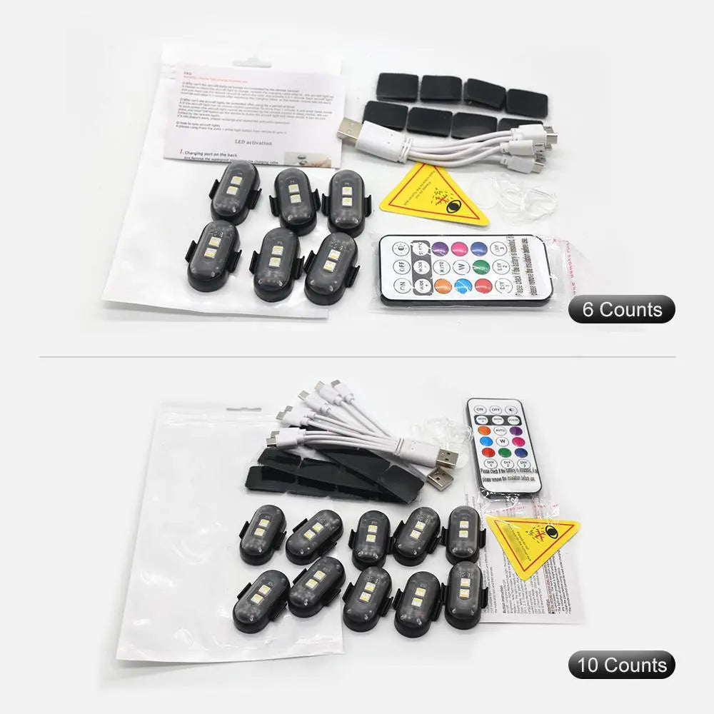 Car LED Light, Remote Control LED Strobe Light, Anti-Collision Aircraft Light Warning Light, Multifunctional Car Decorative Light, LED Car Ambient Light, Multiple Lighting Modes, Led Car Lights