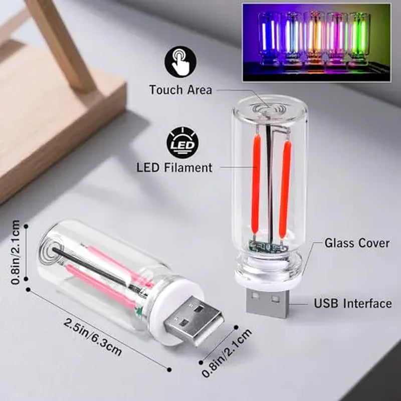 Joytutus Usb-Powered Touch Dimming LED Filament Bulb, Car Interior Decorative Night Light with Touch Sensor, Warm White Glow, Charging Function