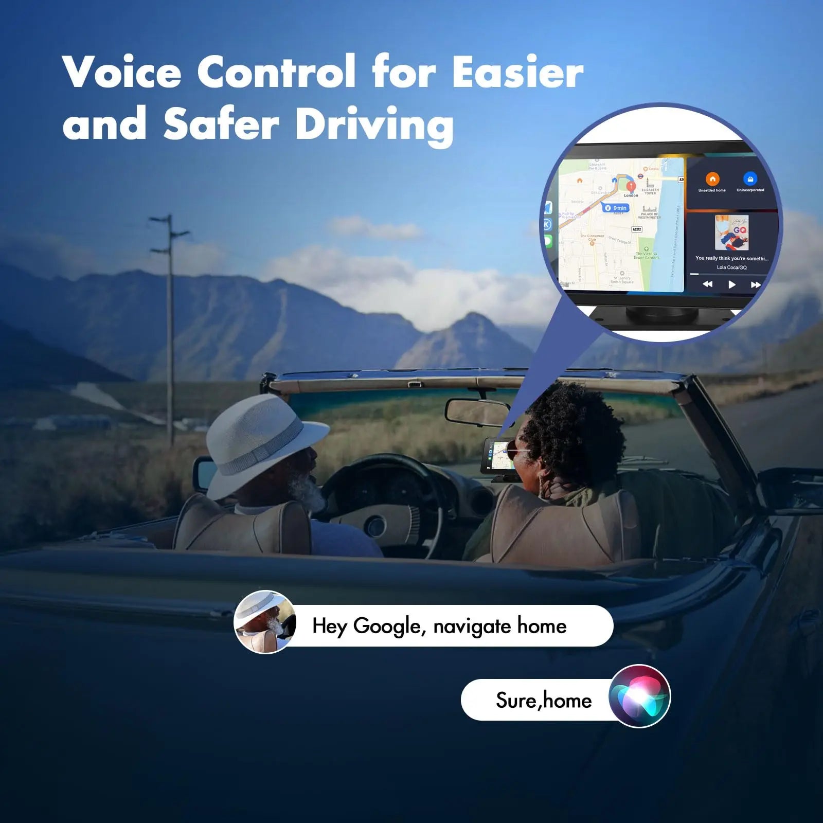 【Hieha】2026 Newest Portable Carplay Screen for Car, 7 Inch IPS Touchscreen Car Stereo Support Wireless Carplay & Android Auto, Mirror Link, GPS Navigation, Bluetooth 5.2, Backup Camera, AUX,FM Transmitter