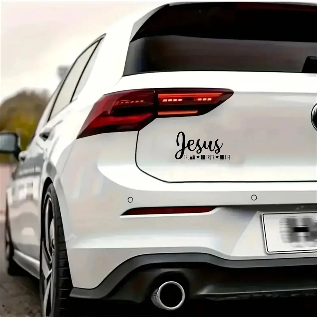 2Pcs Jesus the WAY ...Car Sticker, Black & Silvery Letter Pattern Car Sticker, Creative Decorative Sticker for Window Decal, Universal Car Exterior Decorative Sticker for Car, Truck & Suv,Summervibes Car Decoration