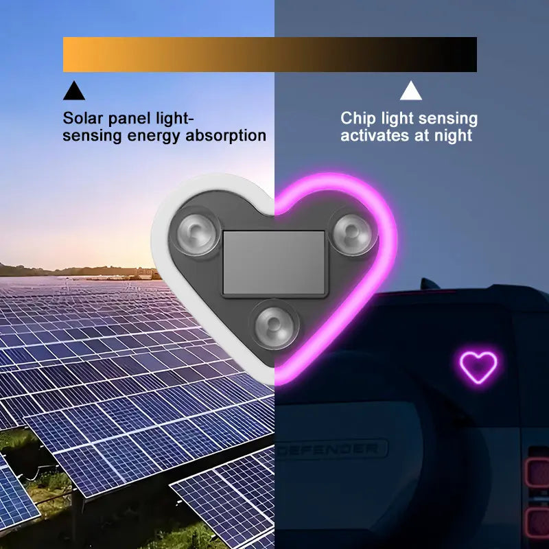 Joytutus Summervibes-Solar Powered LED Heart Shape C-Pillar Neon Light Eco-Friendly Wireless Car Interior Decor 9.57Mm X 8.42Mm X 15.36Mm Modern Stylish Design Tiktokshopspringglowup