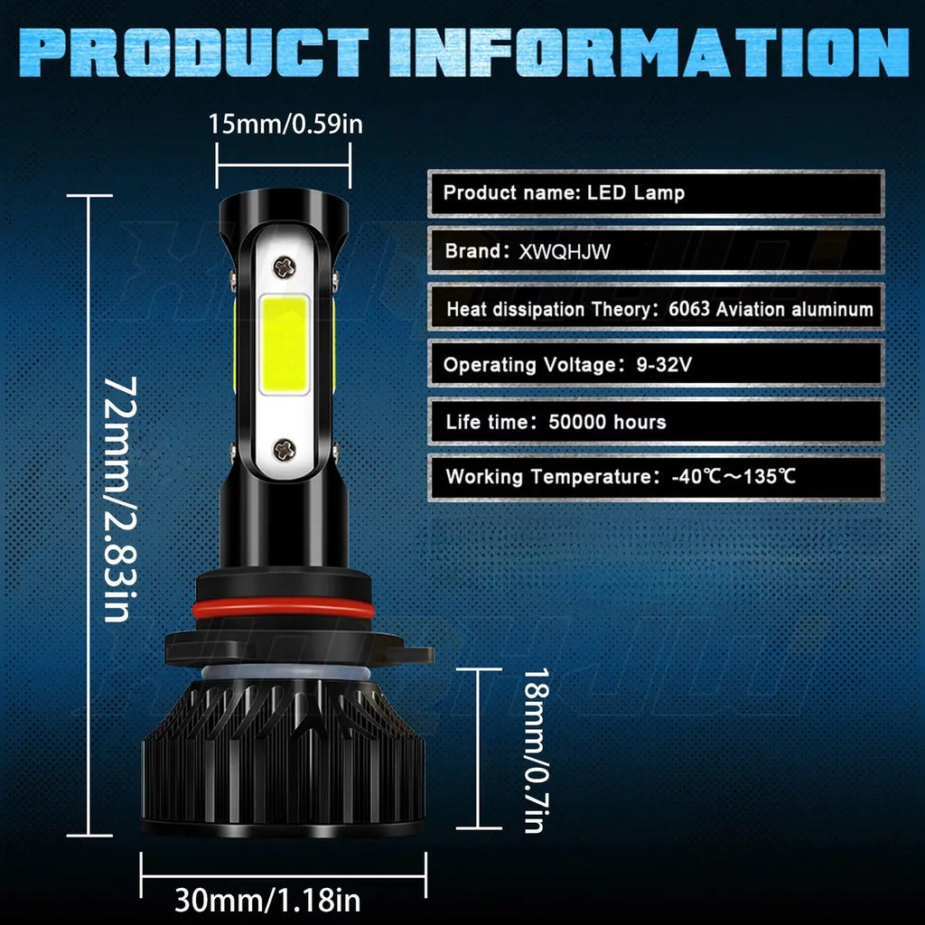 Professional Grade 6Pcs LED Headlight & Fog Light Bulb Combo 6000-6500K Super Bright White Light Fit for Most Cars SUV Trucks Easy Installation No Battery Needed