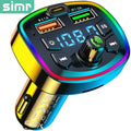 Simr E32 Multifunctional Car FM Transmitter, Bluetooth (BT) FM Transmitter & Wireless Radio Universal Car Adapter Car Kit with Dual USB & Type-C Fast Charging Car Charger, MP3 Player, USB Flash Drive Support, Smart Car Audio Receiver