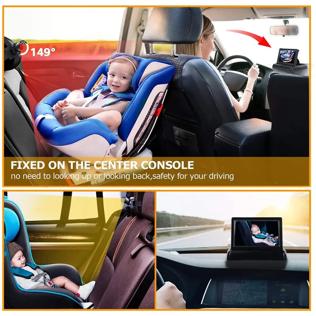Car Mirror, Baby Car Camera for Moms, Upgrade 4.3'' HD 1080P Monitor, Night Vision, Safety Car Seat Camera with Wide Crystal Clear View, 360° Rotation Plug and Play Easy Install Portable Baby Monitor for Car, New Moms Gift, Summervibes