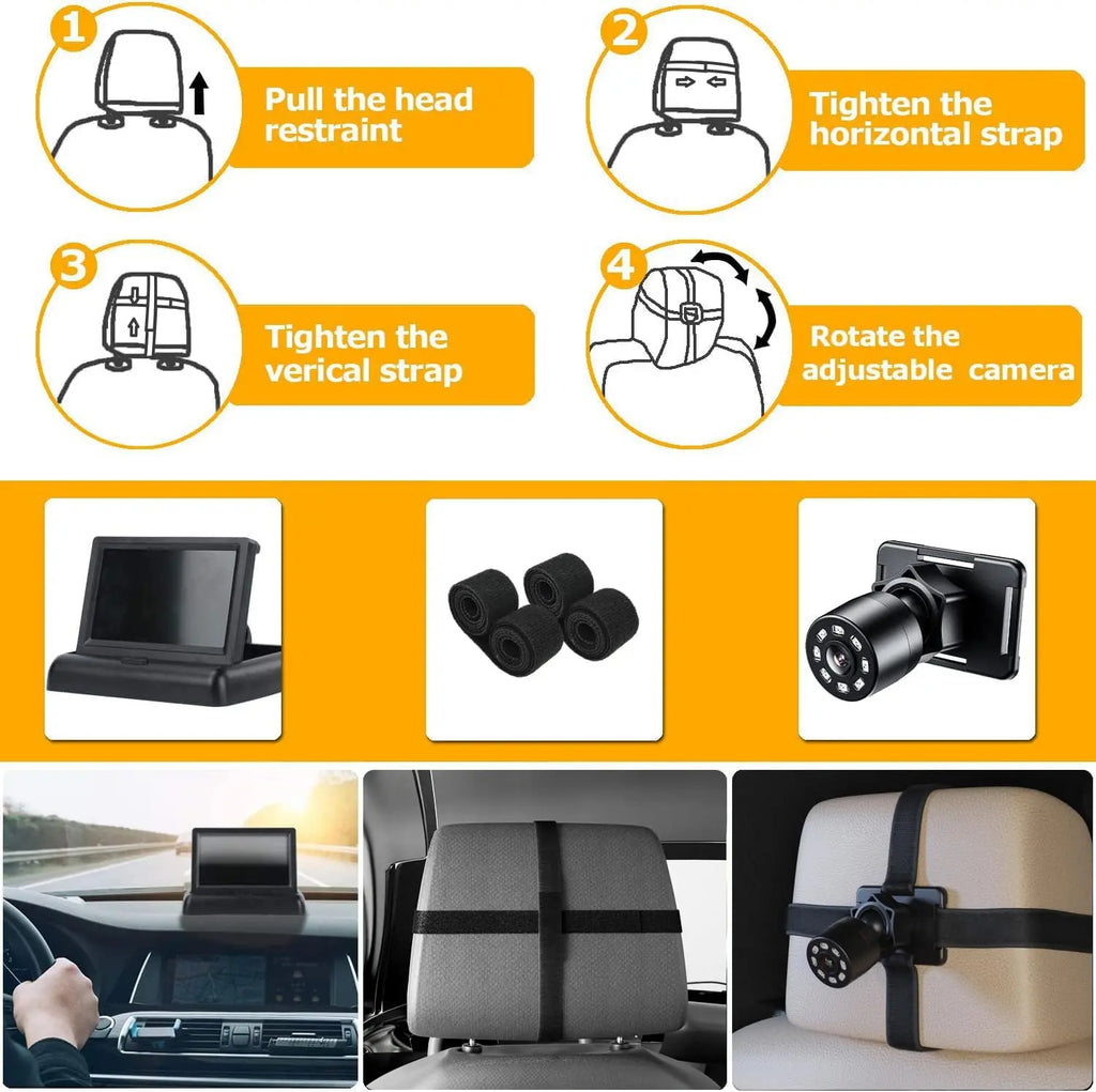Car Mirror, Baby Car Camera for Moms, Upgrade 4.3'' HD 1080P Monitor, Night Vision, Safety Car Seat Camera with Wide Crystal Clear View, 360° Rotation Plug and Play Easy Install Portable Baby Monitor for Car, New Moms Gift, Summervibes