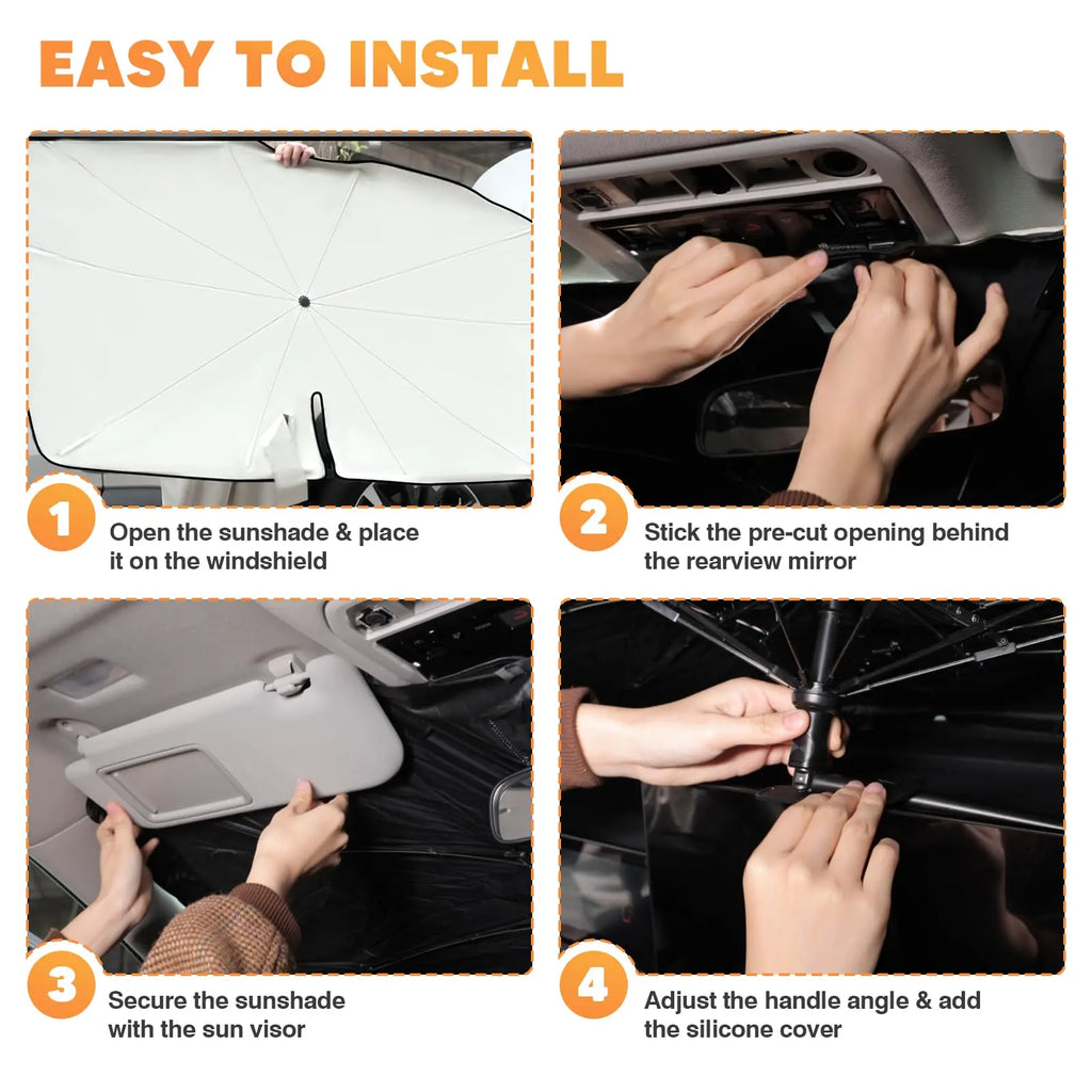 Foldable Anti-Uv Windshield Sunshade, Multipurpose Car Front Window Heat Protective Umbrella for Sedan, Automotive Exterior Accessories for Men & Women, Car Stuff, Vehicle