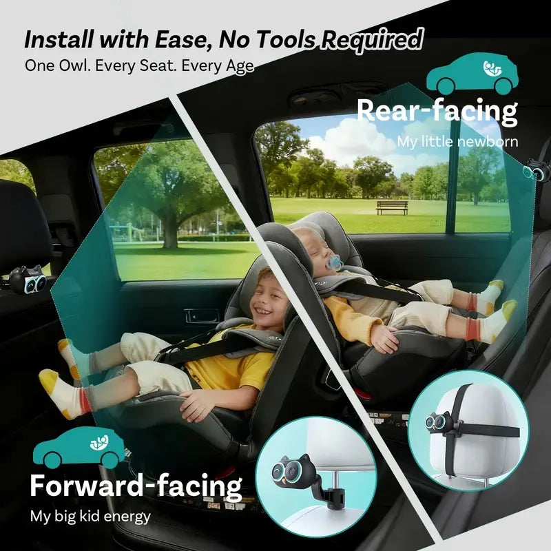 OTTOCAST Baby Camera for Car Wireless Carplay Adapter, 1080P HD Car Screen Display Rear Seat Monitor, 150° Wide Angle, No-Glow Night Vision, Safety for Kids & Infants