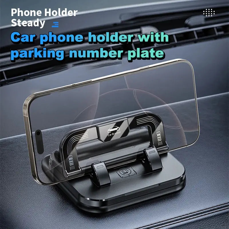 Car Phone Holder, Portable Mobile Phone Holder, Stable and Durable.In-Built Parking Number Plate Function, Quickly Switch to a Phone Number Plate.