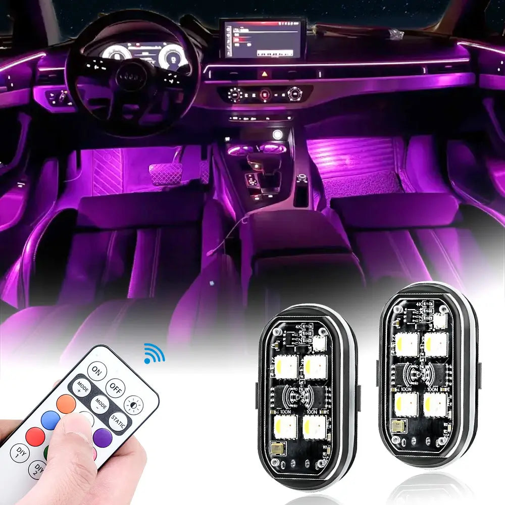2/4/6Pcs Wireless LED Strobe Lights Car Decor Atmosphere Light, Rechargeable Led Lights Anti-Collision LED Warning Light
