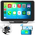【Paslda】Fathersdaygift-Portable Wireless Carplay Car Stereo, 7" HD Touchscreen for Car with Apple Carplay & Android Auto with Backup Camera/Mirror Link/Voice Control/Bluetooth/Gps/Aux for All Vehicles