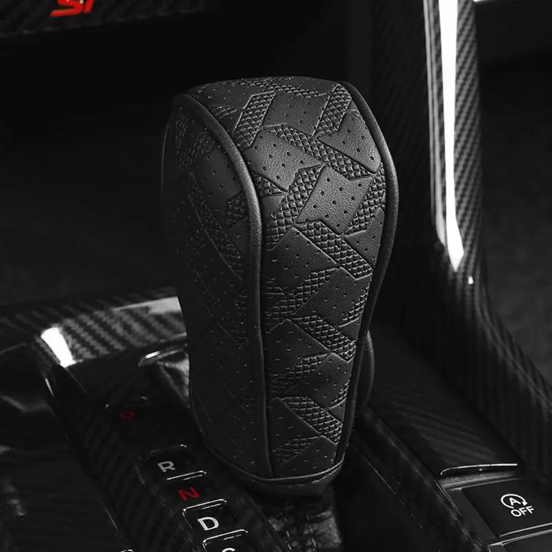 Car Gear Shift Knob Cover, Shift Lever Cover, Automatic Shift Knob, PU Leather Hand Brake Anti-Slip Protective Case, Automotive Auto Interior Accessories Decorations