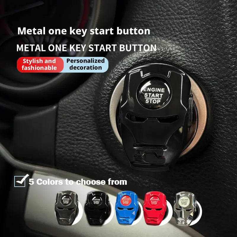 Metal Car Push Start Button Cover, Mech Engine Start Stop Button Cover, Cute Car Accessories for Women Decor