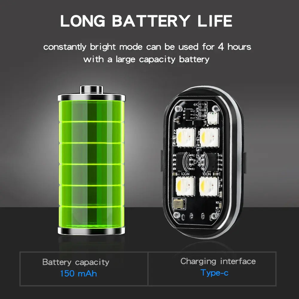 2/4/6Pcs Wireless LED Strobe Lights Car Decor Atmosphere Light, Rechargeable Led Lights Anti-Collision LED Warning Light