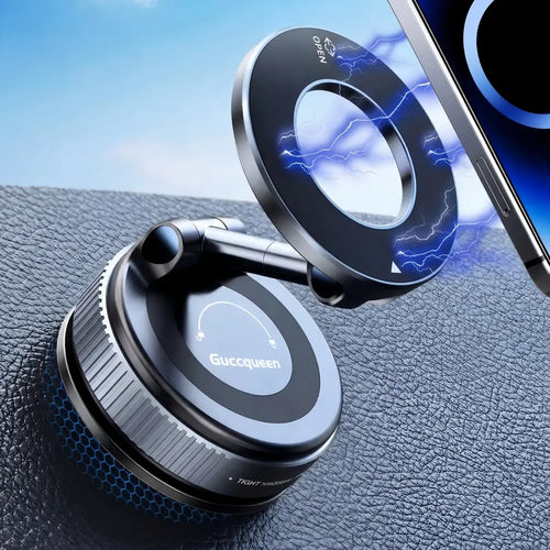 #Summervibes Guccqueen 2.0 Foldable Magnetic Car Phone Mount - 20 N52 Magnets, Vacuum Suction Cup with Heat-Resistant Nano-Adhesive Base for Magsafe Phones