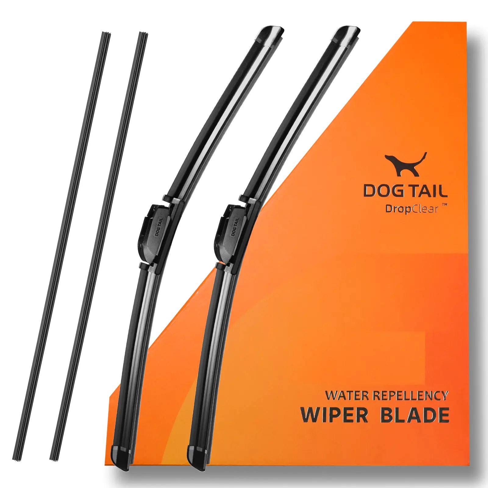 DOG TAIL 2-In-1 Water Repellent Silicone Wiper Blades(Pack of 2) ,Durable Refill Kit with Multiple Adapters, Automotive Replacement Front Windshield Wiper Blades Set for My Car with Water Repellency Formula Dropclear Fathersdaygift