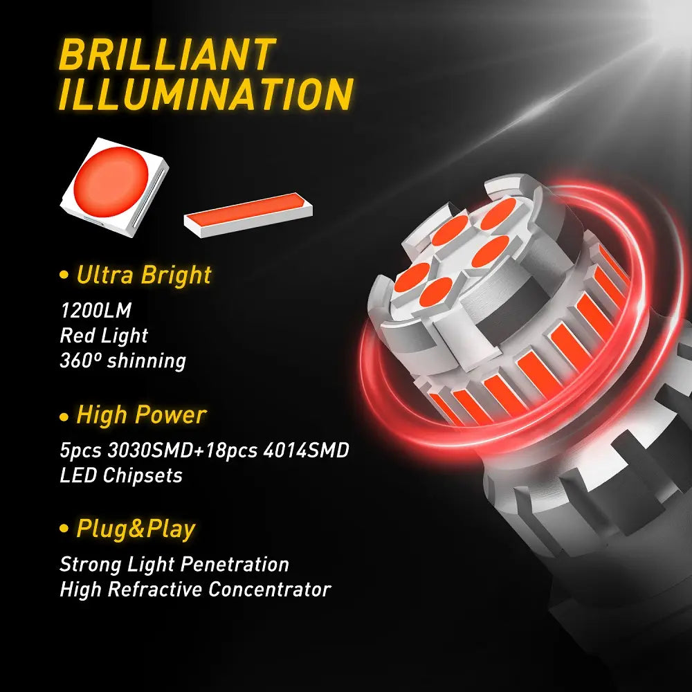 Summervibes AUXITO 3157 Red LED Blinking Flashing Strobe Brake Stop Tail Light Parking Bulbs