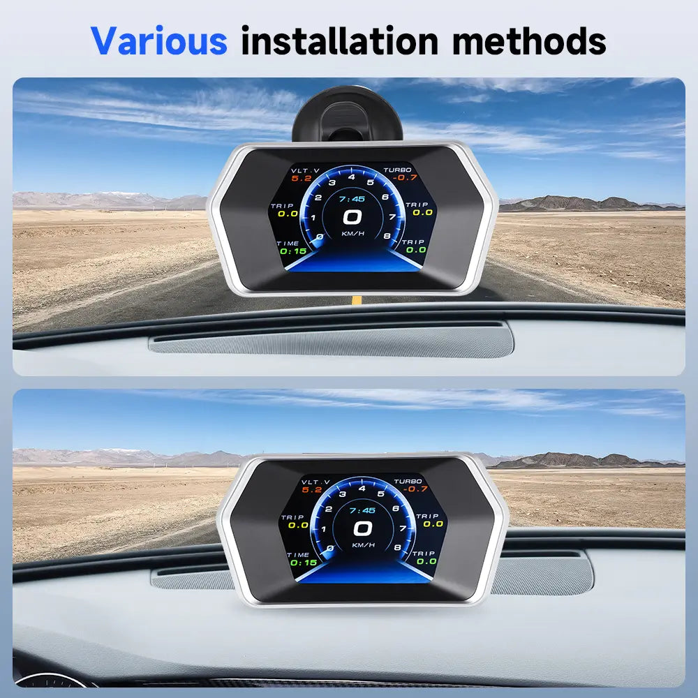 OBD2+GPS 3'' Head-Up Digital Dashboard Speedometer for Obd2-Enabled Cars (2008+) Gauge Speedometer, Supports KM/H & MPH, OBD Multifunction LCD Display,Summervibes Fathersdaygift