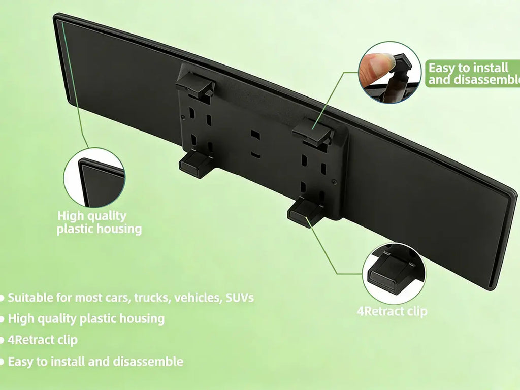 【Install Max Width: 3.1"】11.81 Inch Panoramic Convex Real View Mirror, Interior Clip-On Wide Angle to Reduce Blind Spot Effectively for Car SUV Clear Visibility Safety Install Rearview High Definition