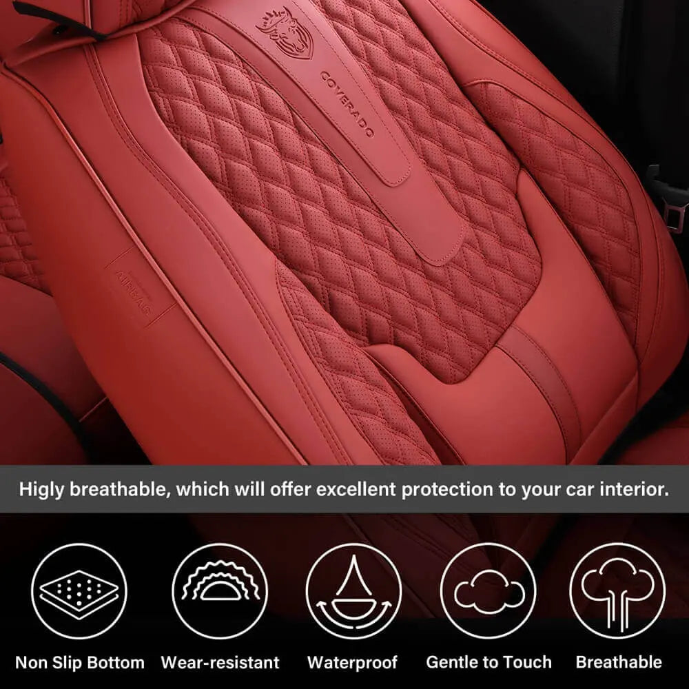 【Coverado】Universal 5-Seater Car Seat Cover Fit Premium Leather Waterproof Auto Seat Protectors B-8859 NAPA Seat Cover Full Coverage Interior Interior PU Leather Sedan Seat Cover Universal Car Seat Coverauto Napa Leath Stylish Upgrade Seat Cover