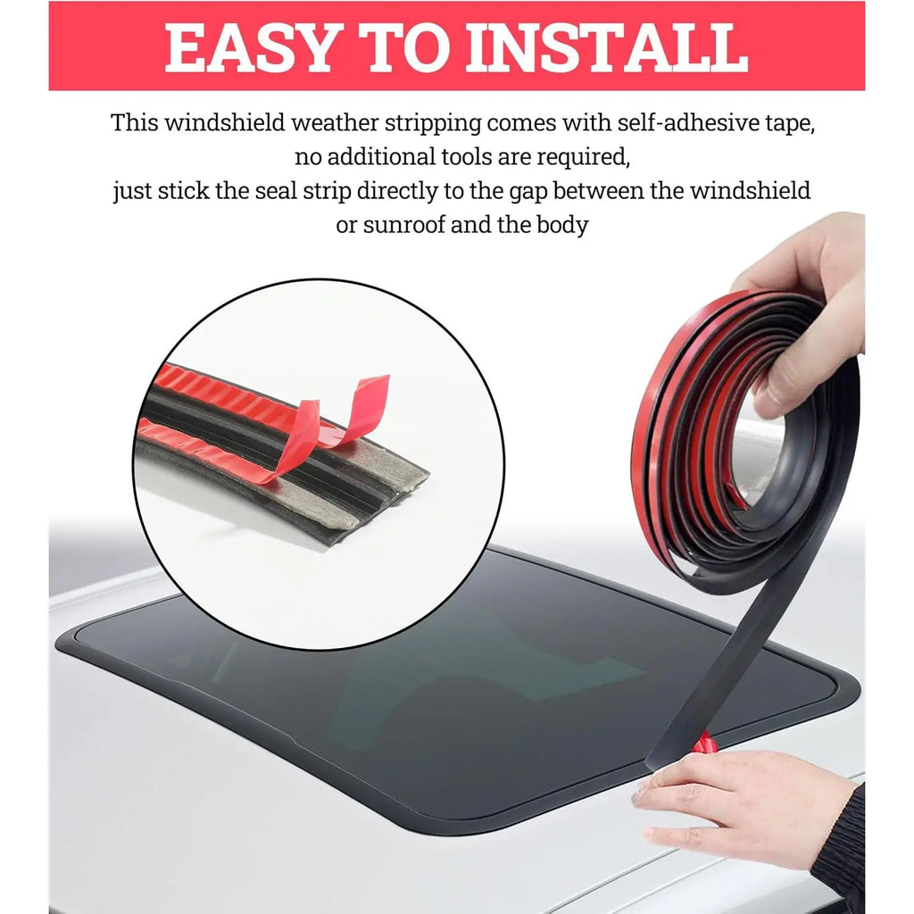 Summervibes 20Ft Car Windshield Rubber Seal,Car Windshield Seal Strip,T Shape Automotive Weather Stripping for Front Rear Windshield,Automotive Door Sealing Strip Sunroof Seal Truck Interior Accessories Vehicle