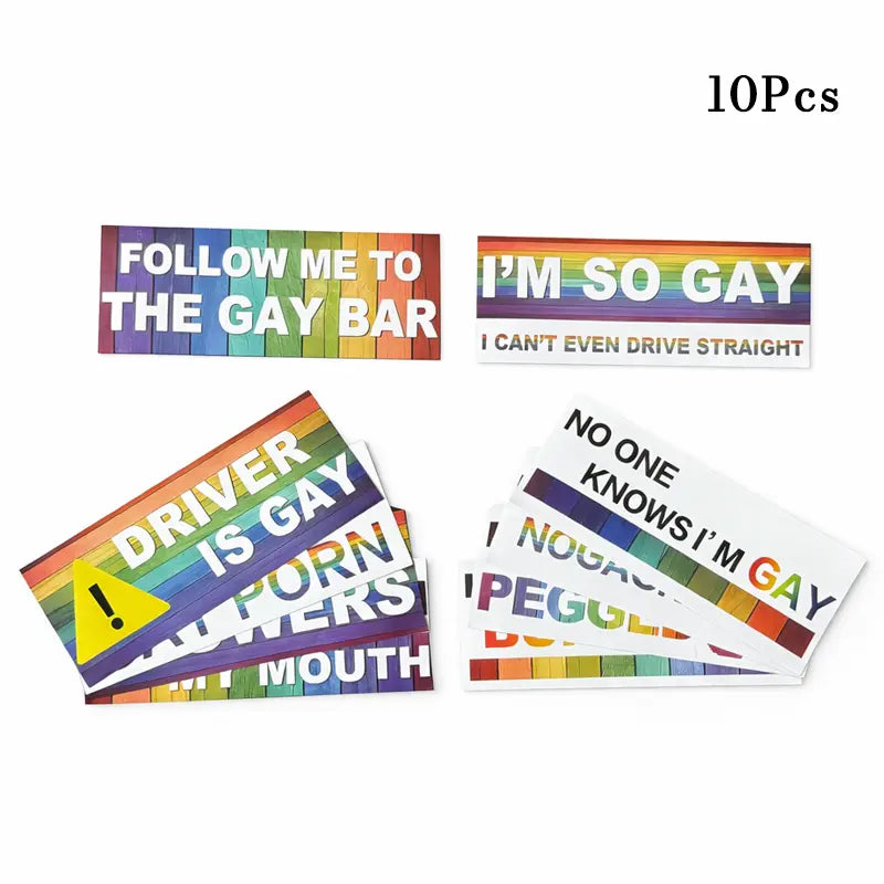Gay Pride Rainbow Magnet Bumper Sticker Unique Designs 7.8X3.1 Inches Reusable Car Accessories for Vehicles and Fridge Funny Decor