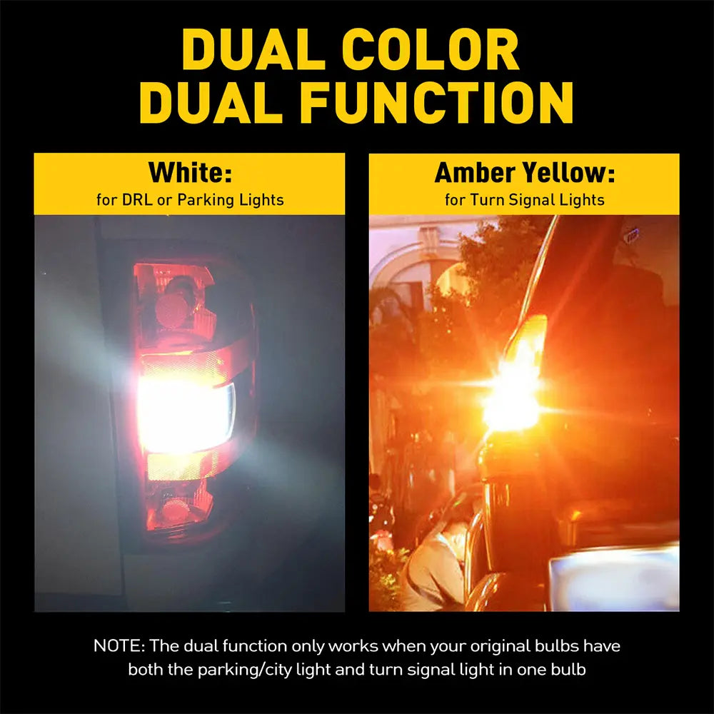 AUXITO Latest CANBUS 7443 3157 1157 Switchback LED Bulbs 7443A 7444NA T20 3057 3457 2357 Dual Color Amber/White anti Hyper Flash Built-In Resistor Error Free Turn Signal Lights and Drl/Parking Lights, Pack of 2
