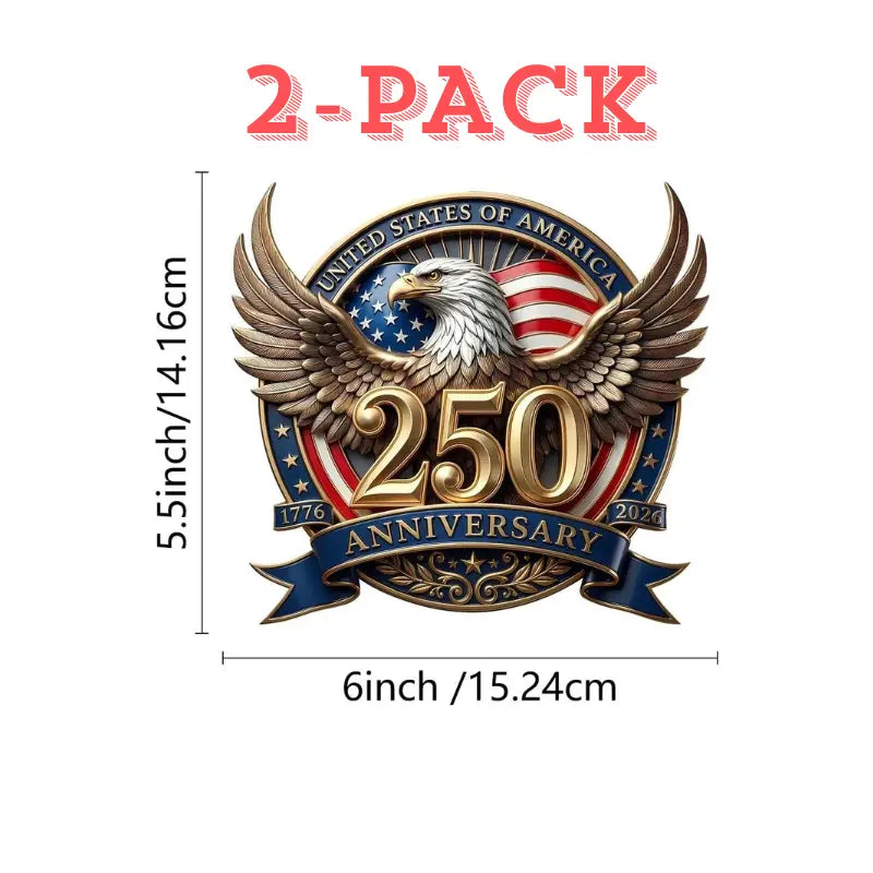 2PCS 250Th Anniversary USA Car Decal Sticker Patriotic 4Th of July Decorations 1776-2026 Vinyl for Car, Truck, Window, Laptop, 250 Years American Independence Bumper Stickers