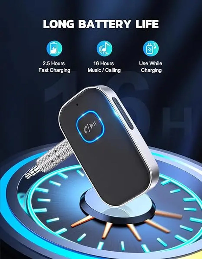 [Summervibes]Car Bluetooth Receiver, Noise Cancelling 3.5Mm AUX Bluetooth Car Adapter, Wireless Audio Receiver for Home Stereo/Wired Headsets, Hands-Free Calling