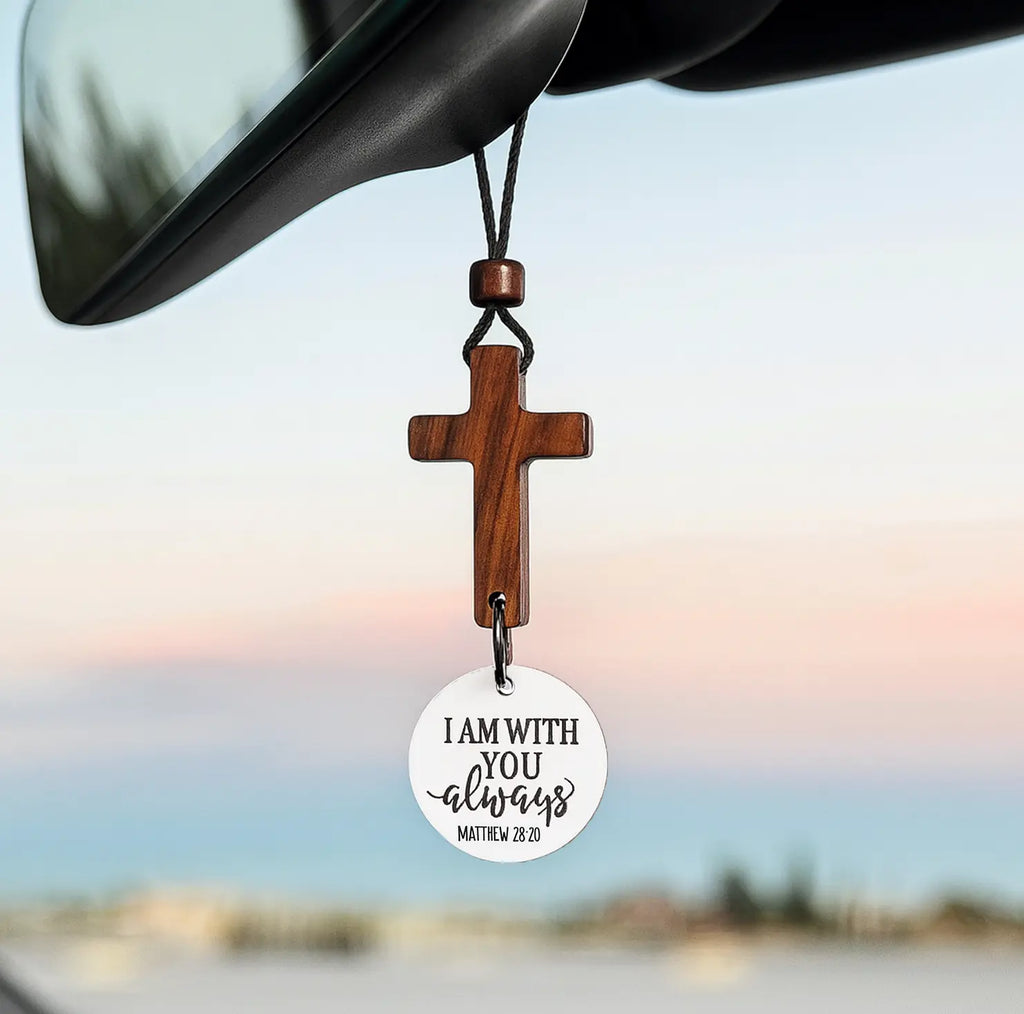 Yappy Bible Verse Car Rearview Hanging Cross Ornament, Daily Encouragement, Christian Accessories for Vehicle